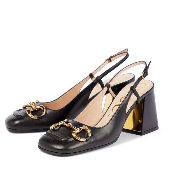 Gucci Baby Horsebit Slingback Pumps Black Leather Size 41 - Picture 6 of 16